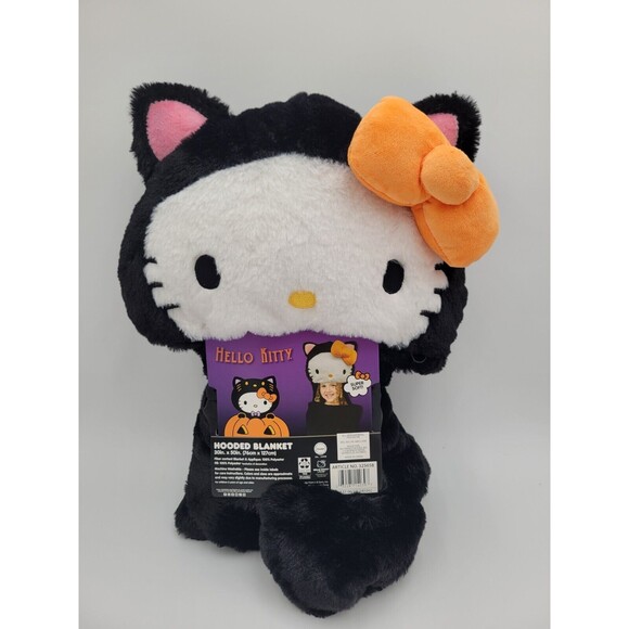 HELLO KITTY HALLOWEEN HOODED BLANKET HOODIE 30" X 50" SUPER SOFT SANRIO NEW - Picture 1 of 3